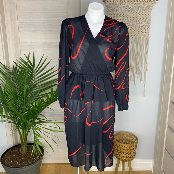 Vintage Dresses & Skirts - Liz Roberts | Vintage 80’s Peplum Waist Midi Dress